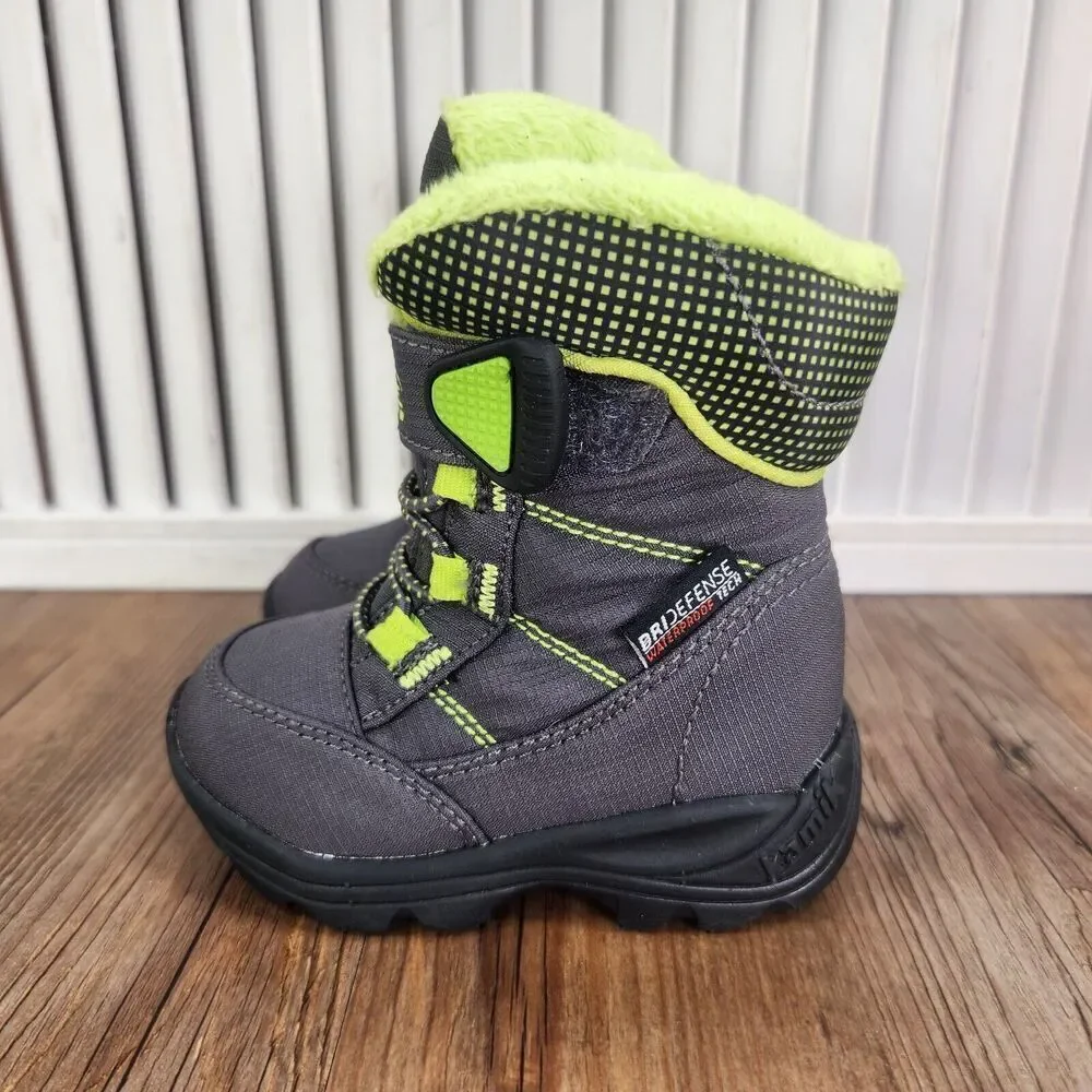 Kamik Stance Toddler 5 Gray Green Vegan Winter Waterproof Insulated Snow Boots